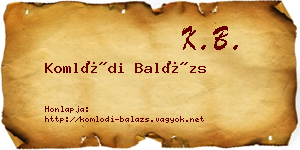 Komlódi Balázs névjegykártya
